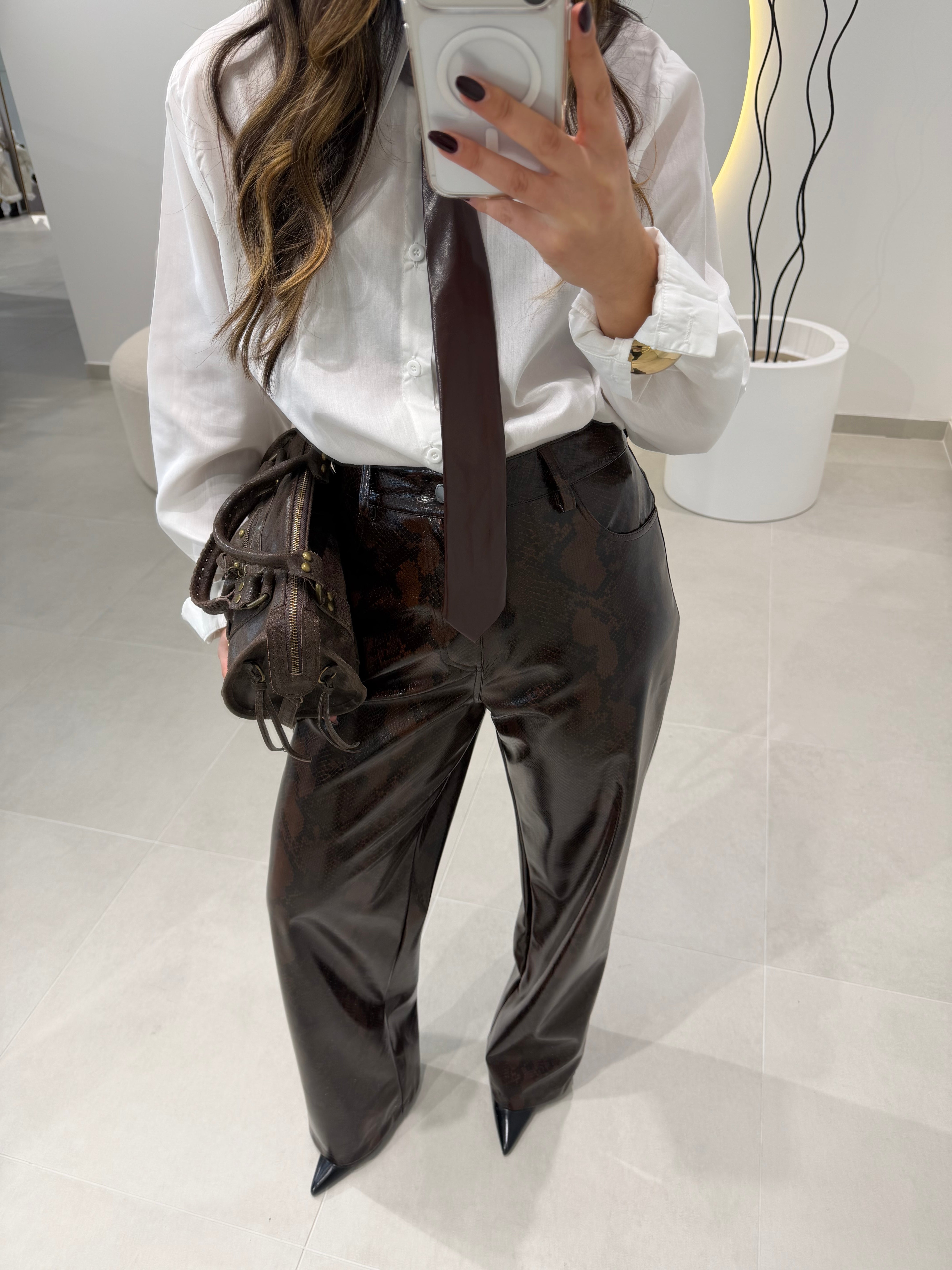 Snake-print Trousers in faux leather LUMINA