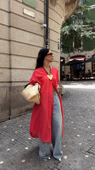 Coral Oversize Kimono
