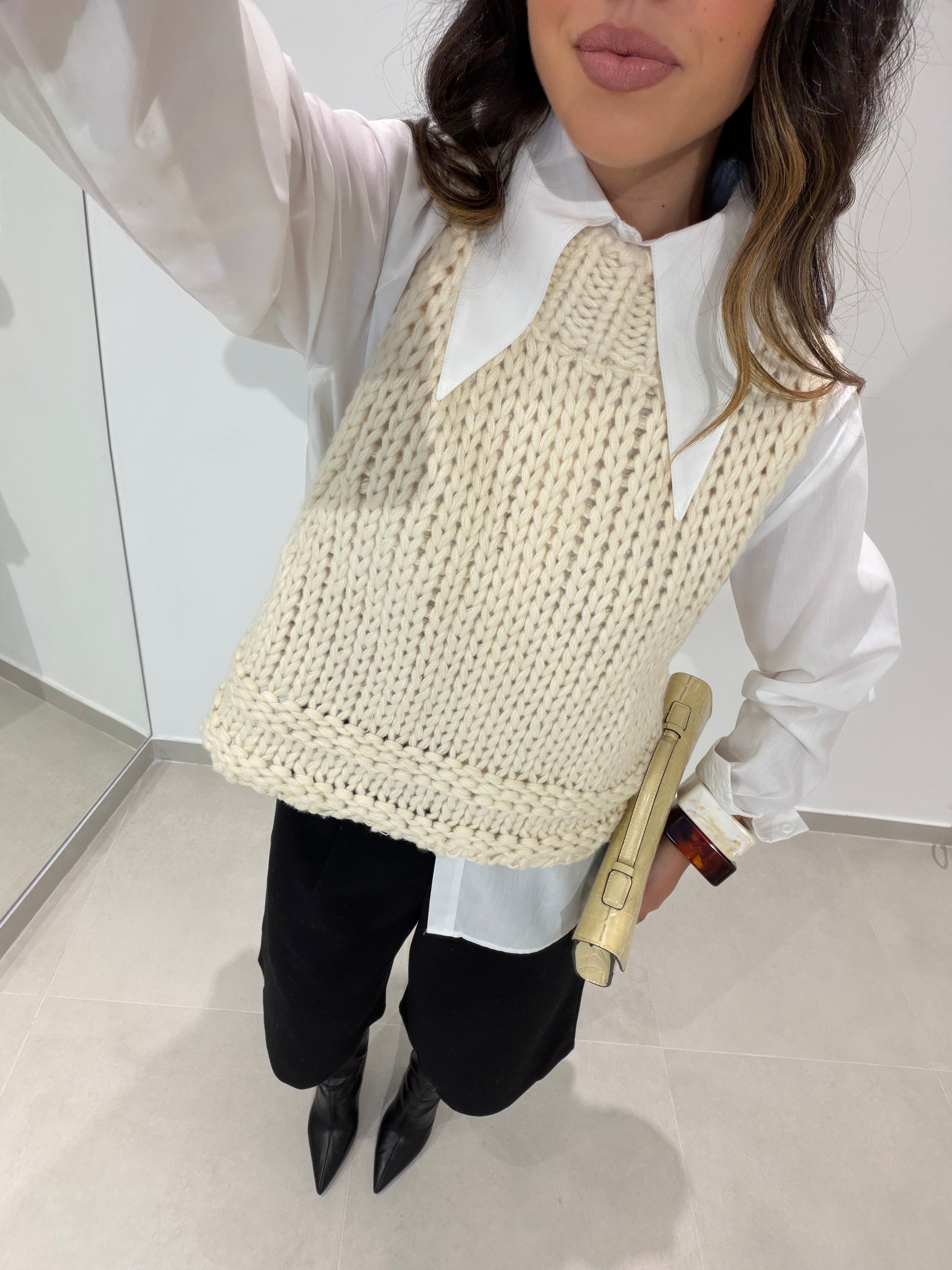 Beige Knit Vest