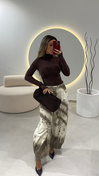 Brown Turtleneck Sweater 100% Cotton