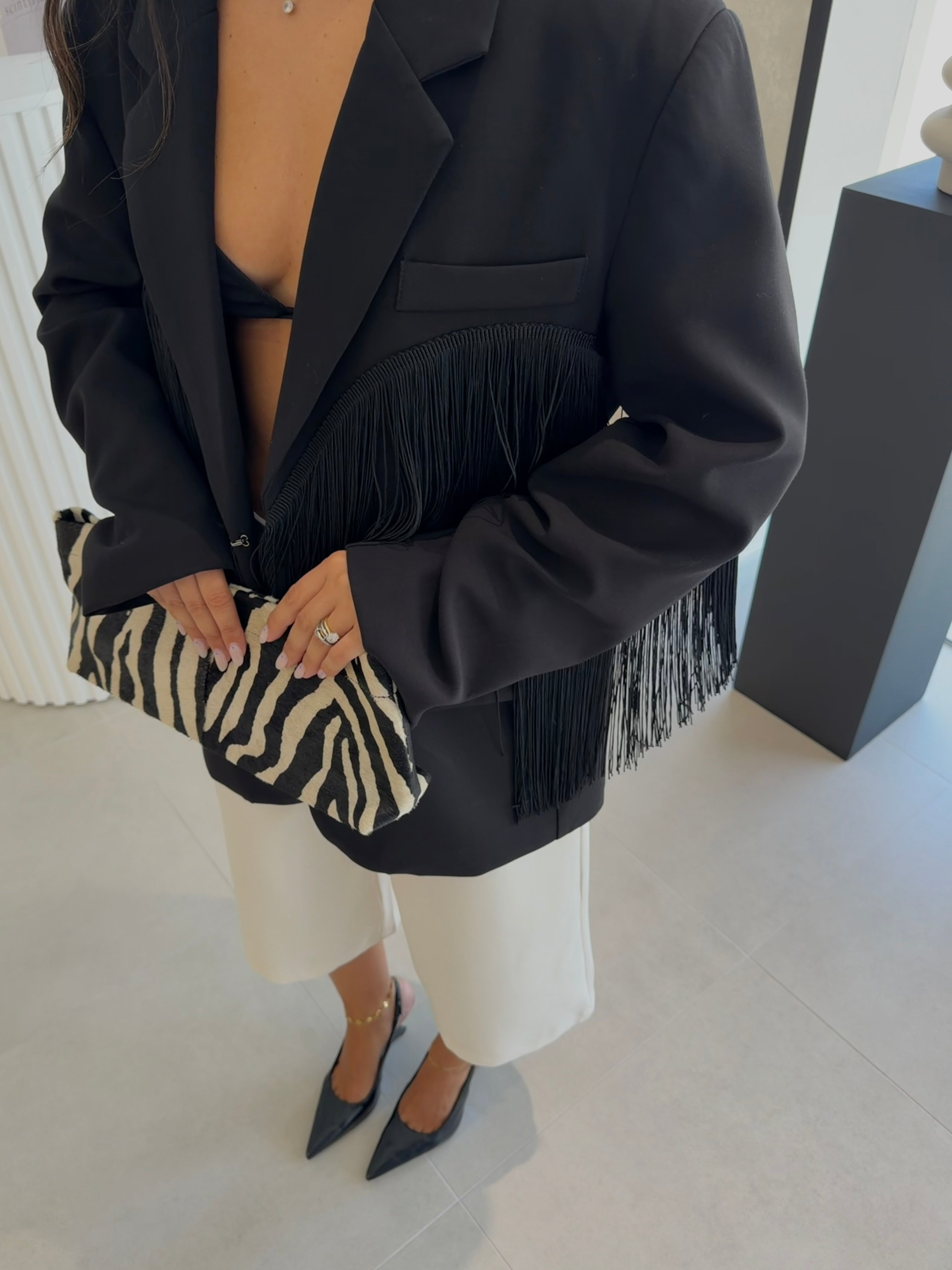 Black Fringe Blazer