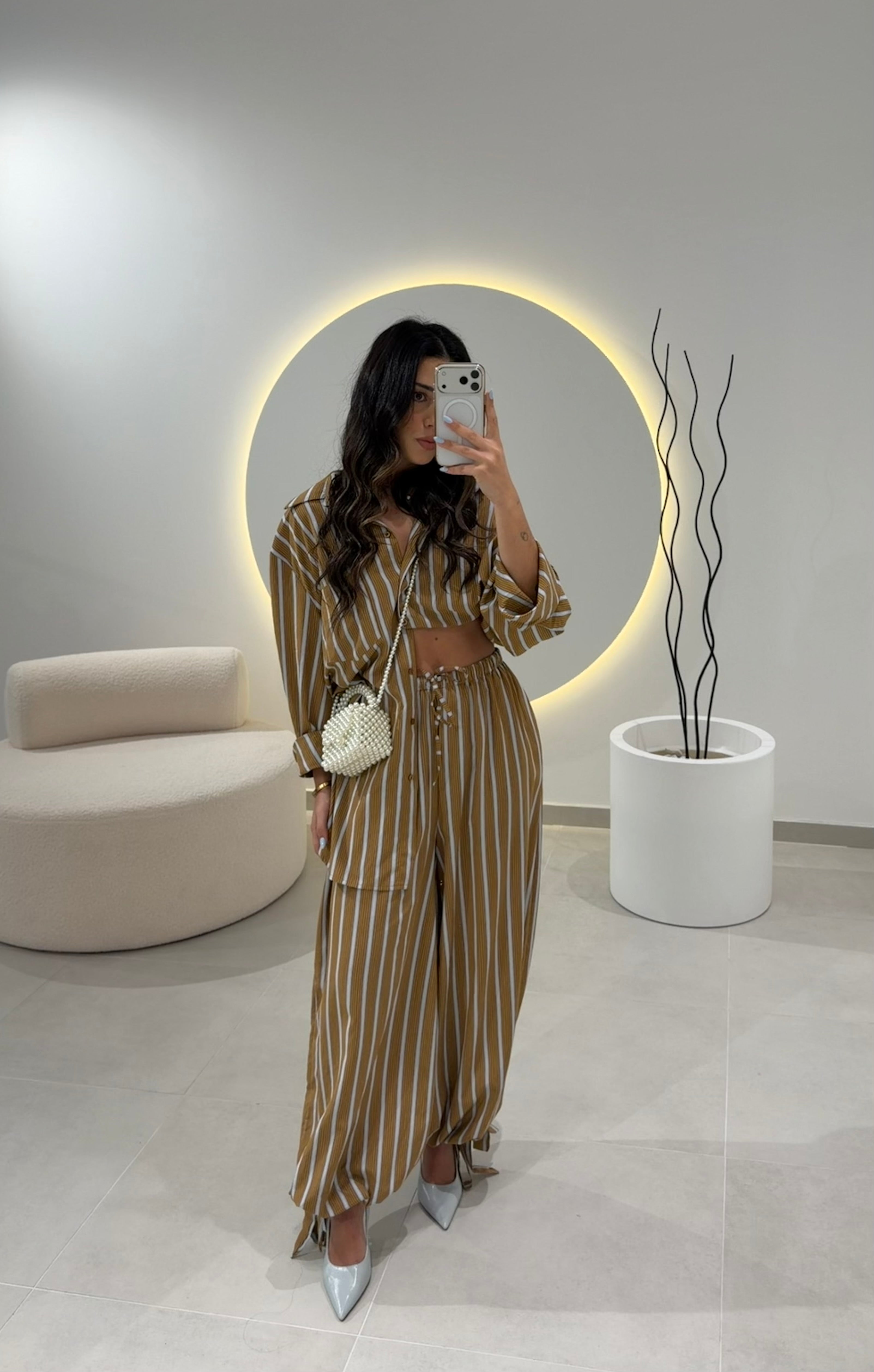 Camel and Blue Bombacha Set