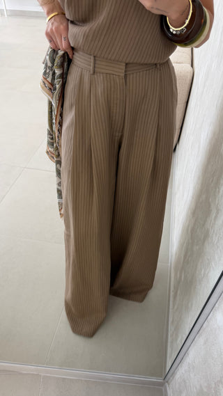 Beige Stripes Pants Lumina