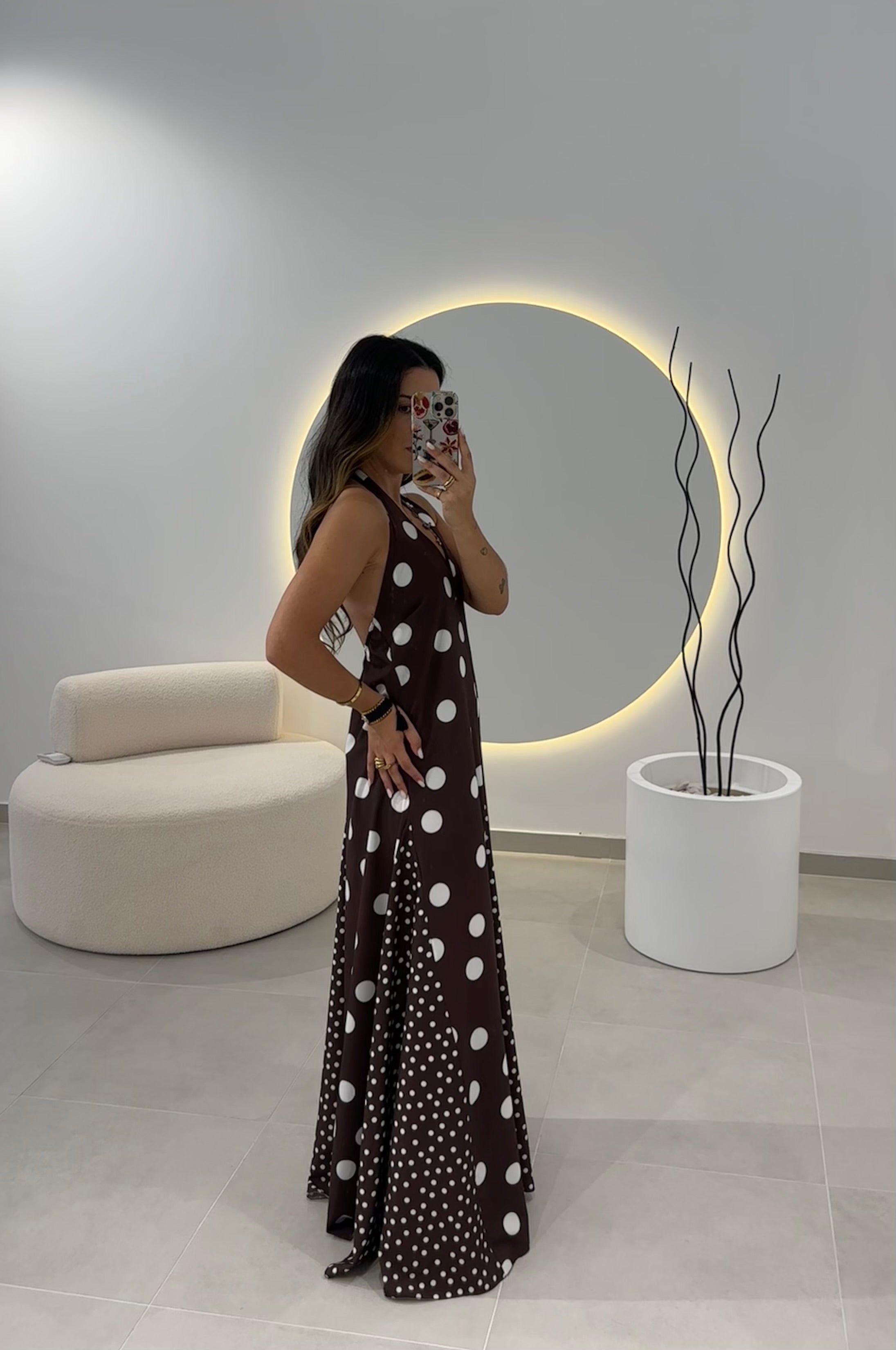 Vestido  Polkadot Castanho