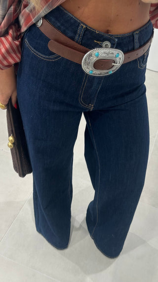 Wide Leg Dark Denim Jeans