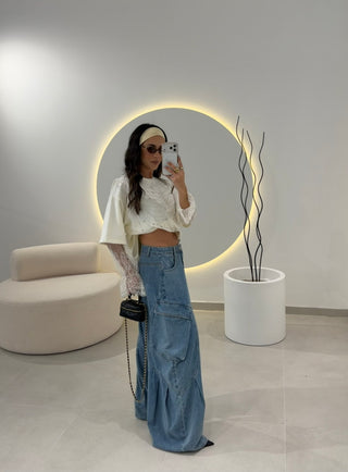 White Sweater With Lace