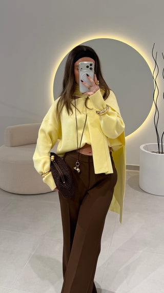 Butter-Yellow Sweater with Scarf