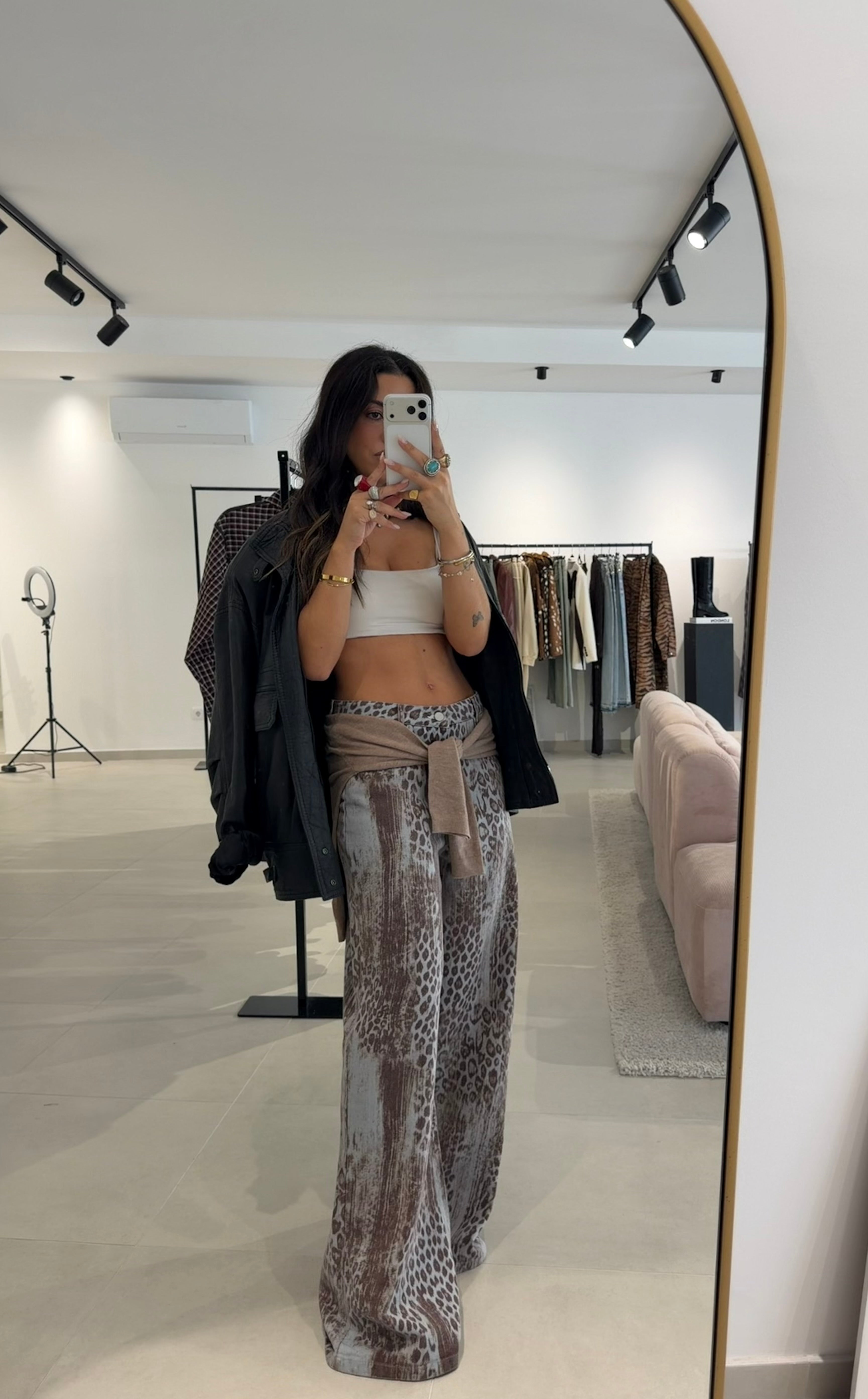 Leopard Wide Leg Jeans