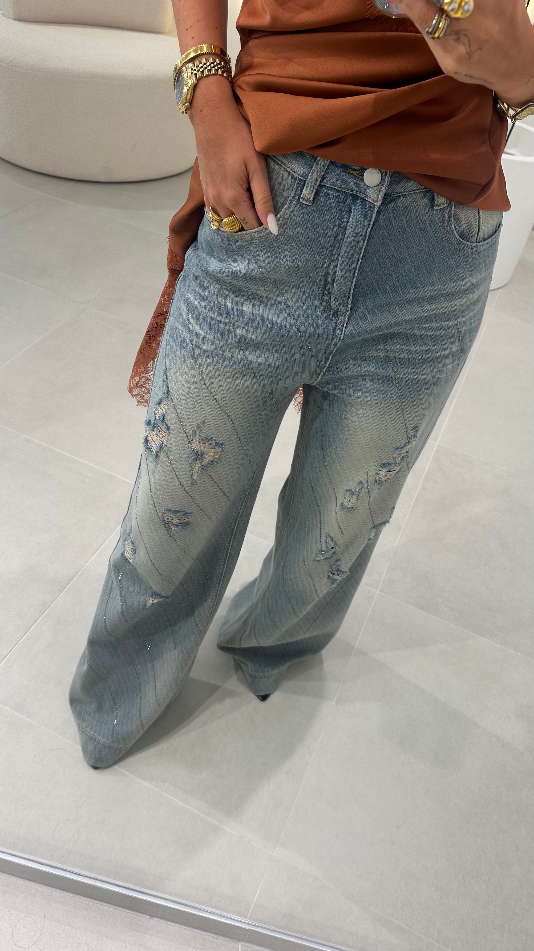 Jeans Rasgos Brilhos