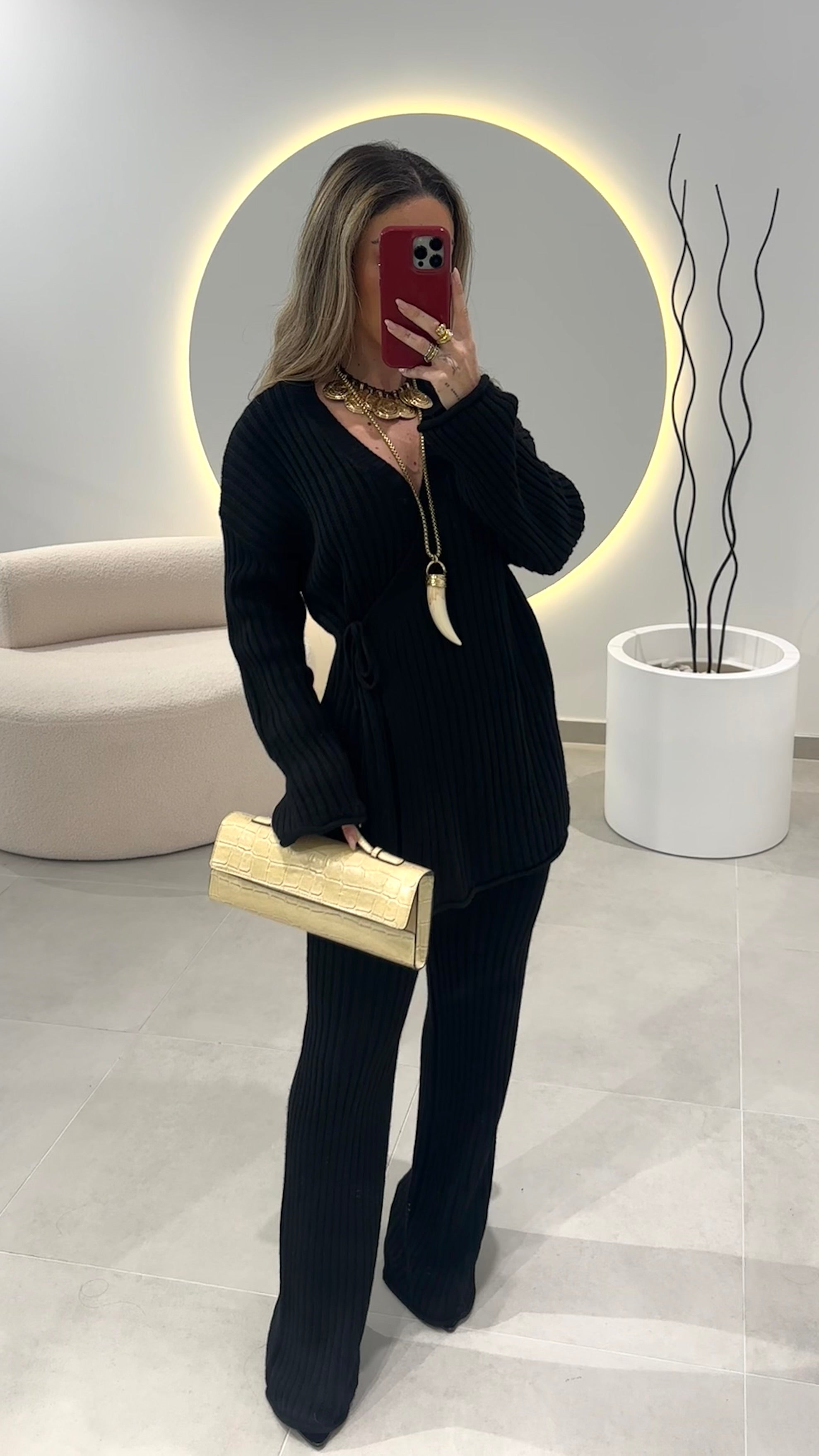 Black Cardigan and Trousers Set