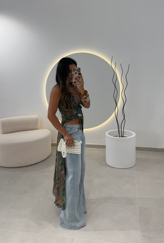 Boho Pattern Strapless Top