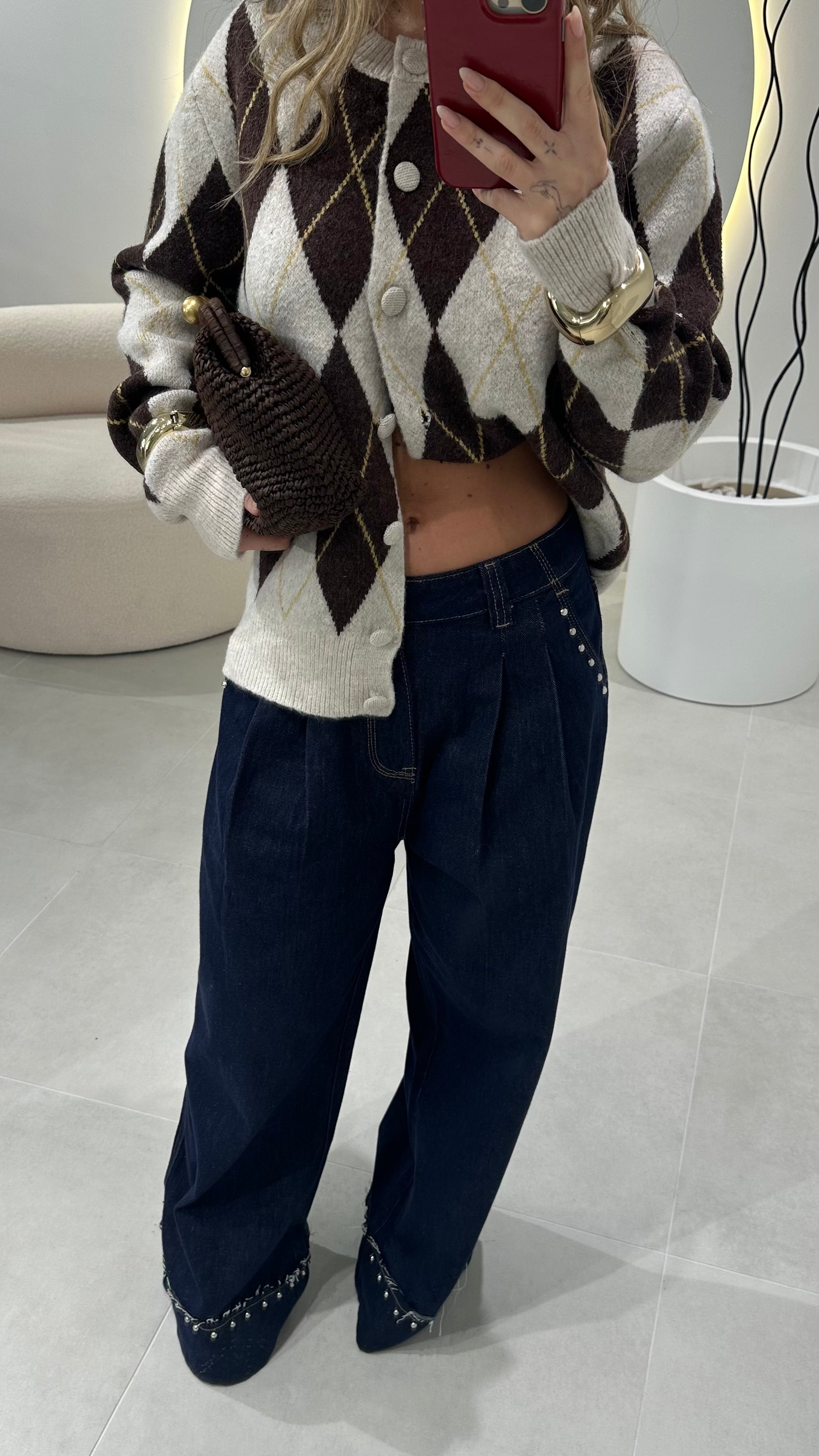 Dark Denim Jeans with Studs