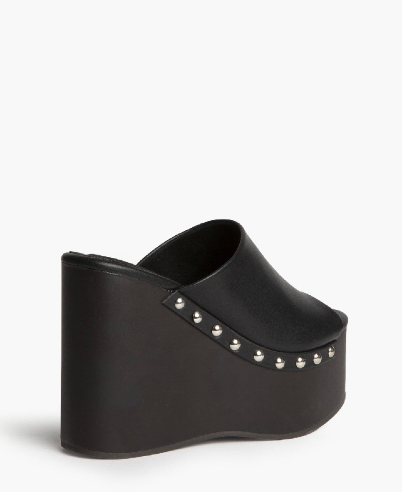 Black Faux Leather Platform Heels