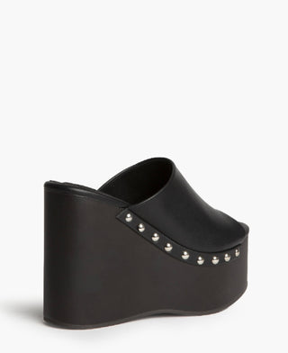 Black Faux Leather Platform Heels