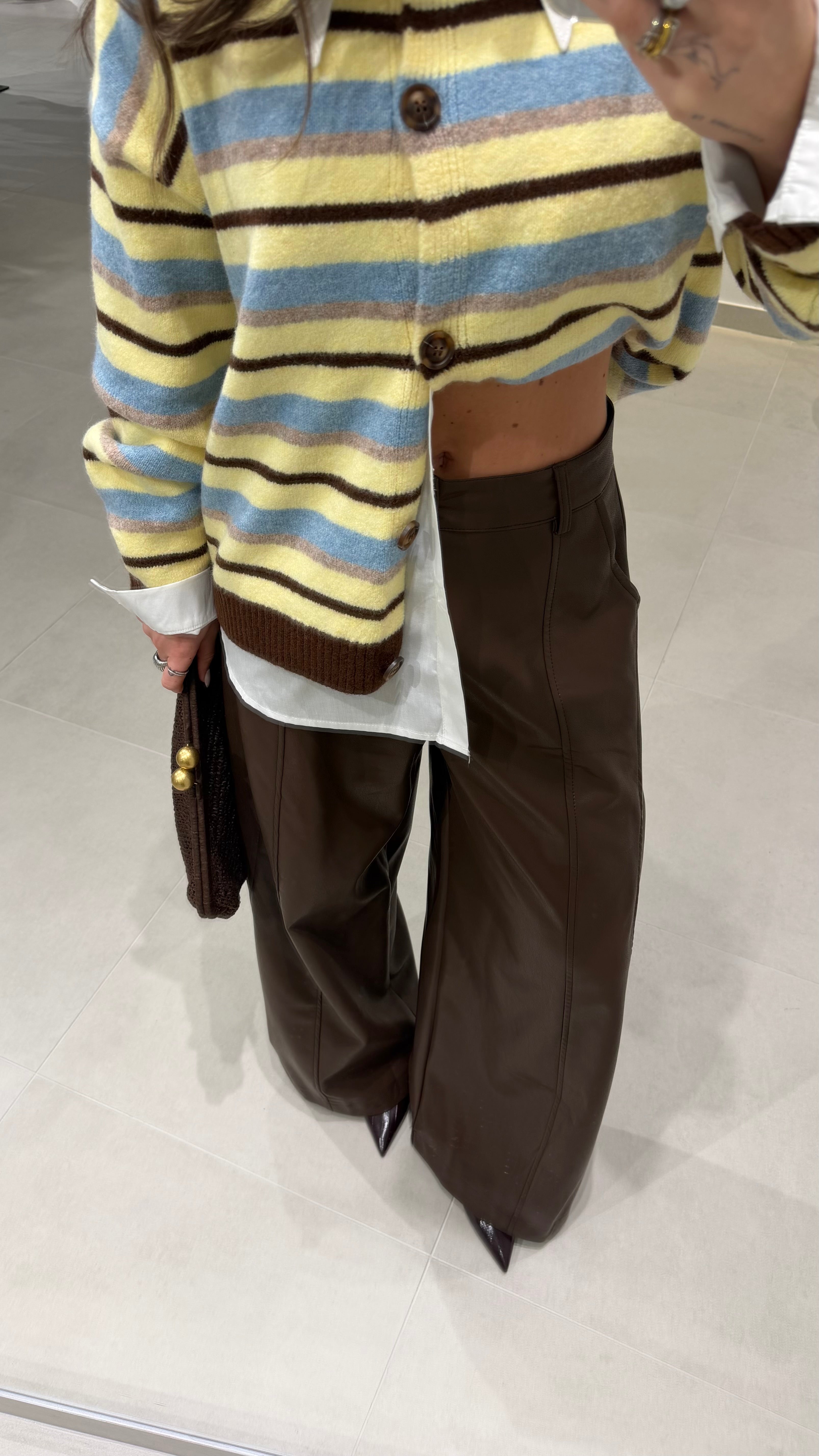 Brown Faux Leather Trousers