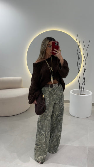 Bandana Green Jeans with Belt