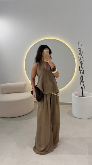 Beige Stripes Top Lumina