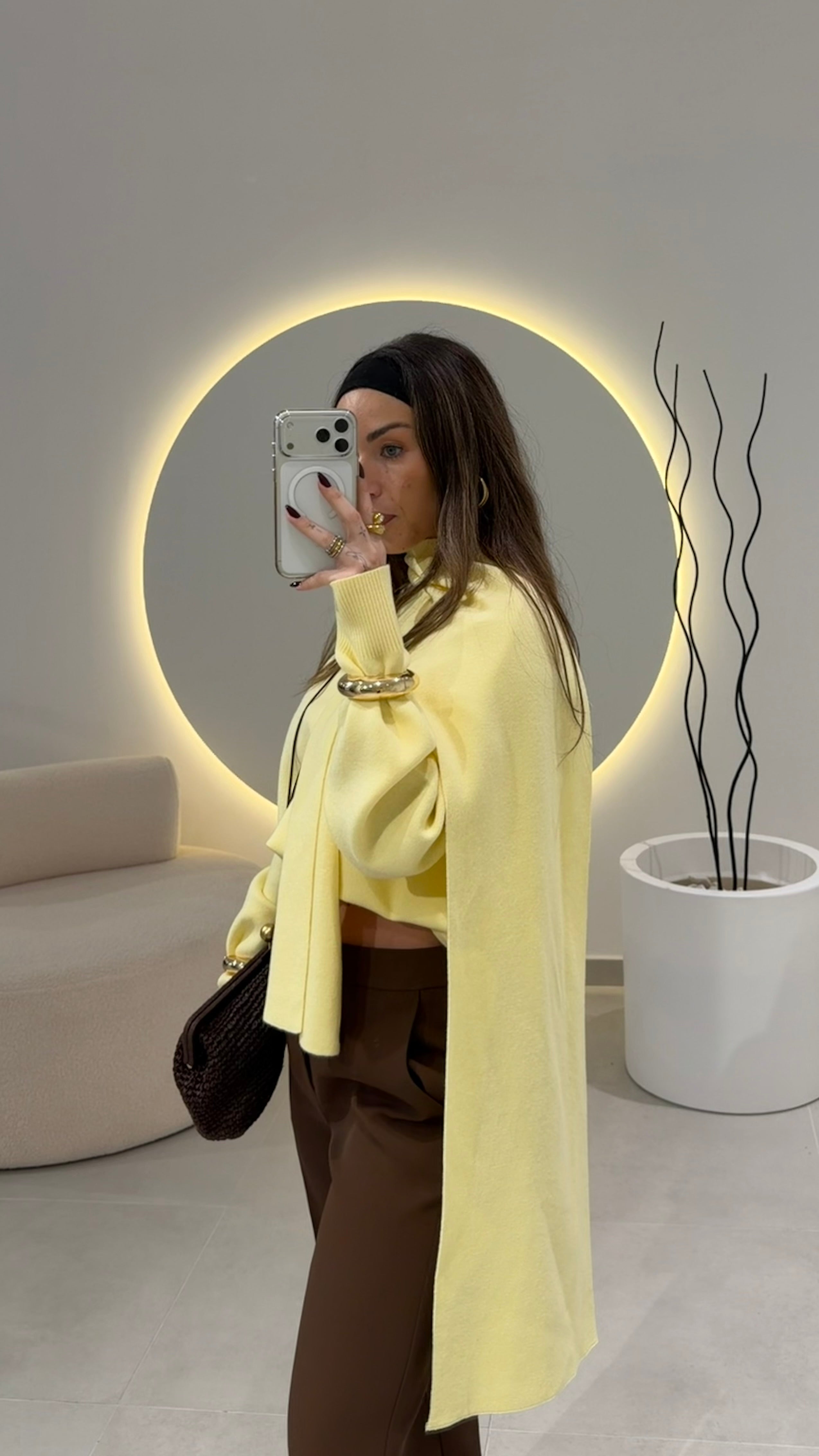 Butter-Yellow Sweater with Scarf