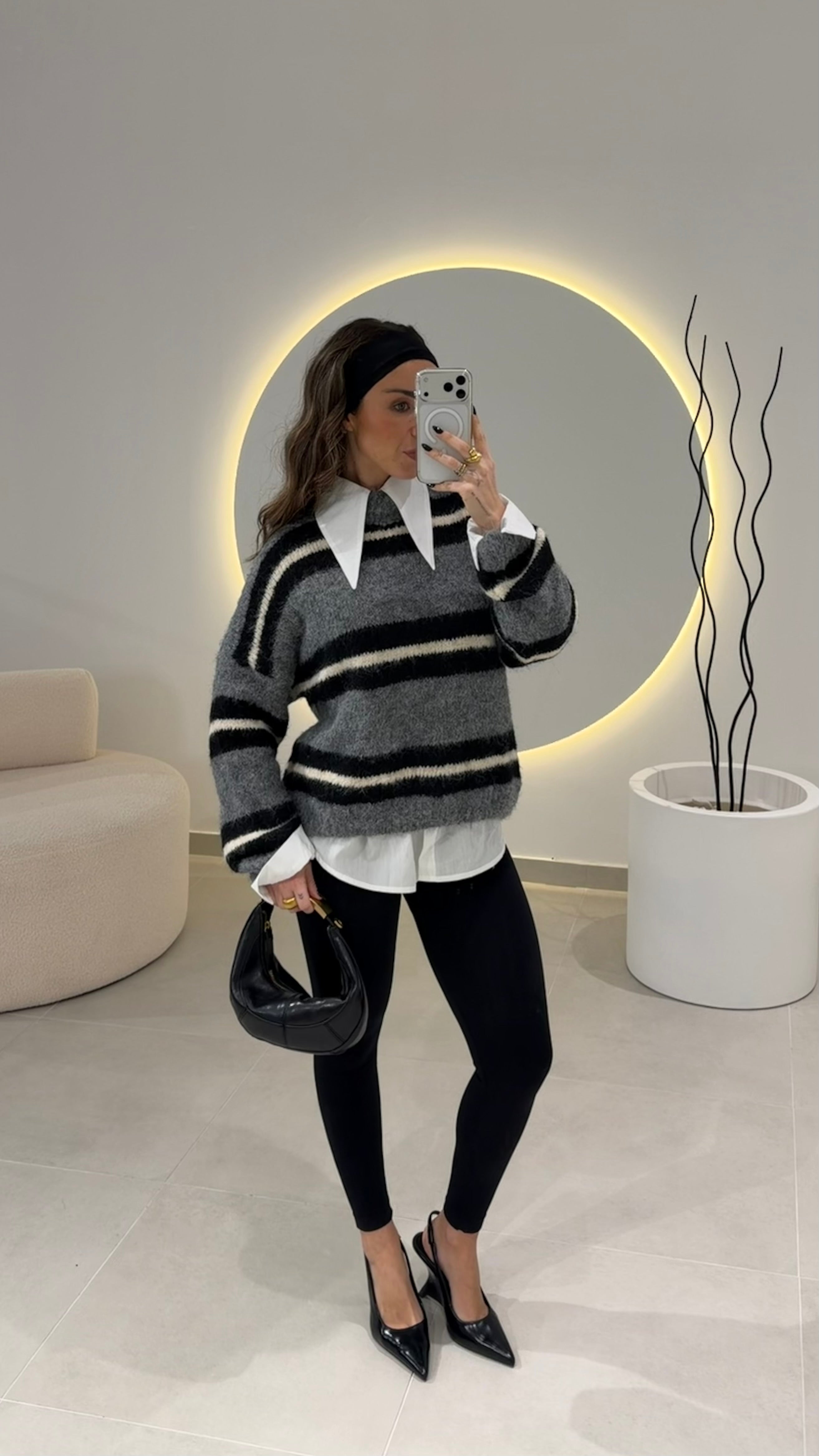 Grey and Black Knit Sweater
