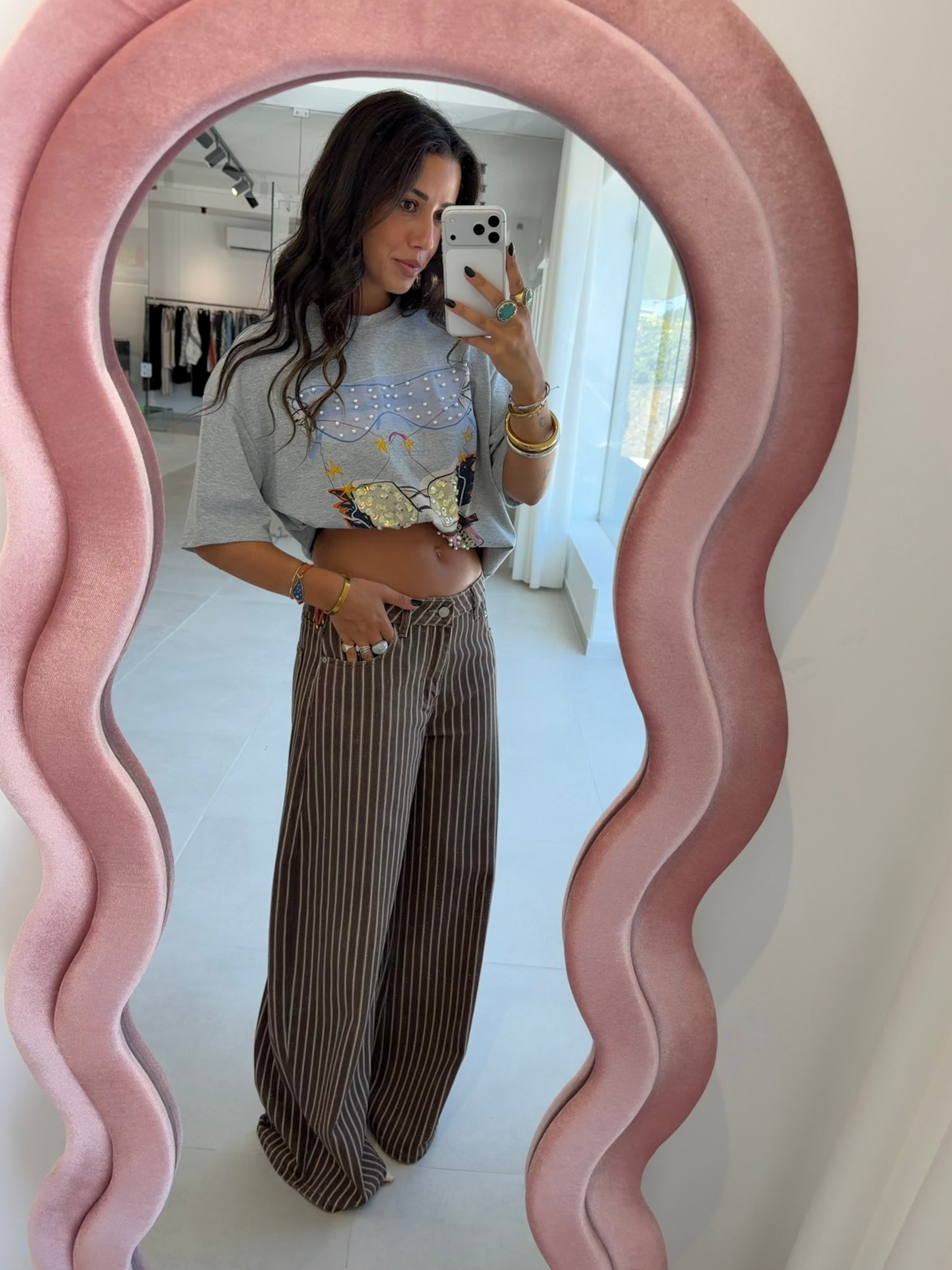 Brown Striped Jeans