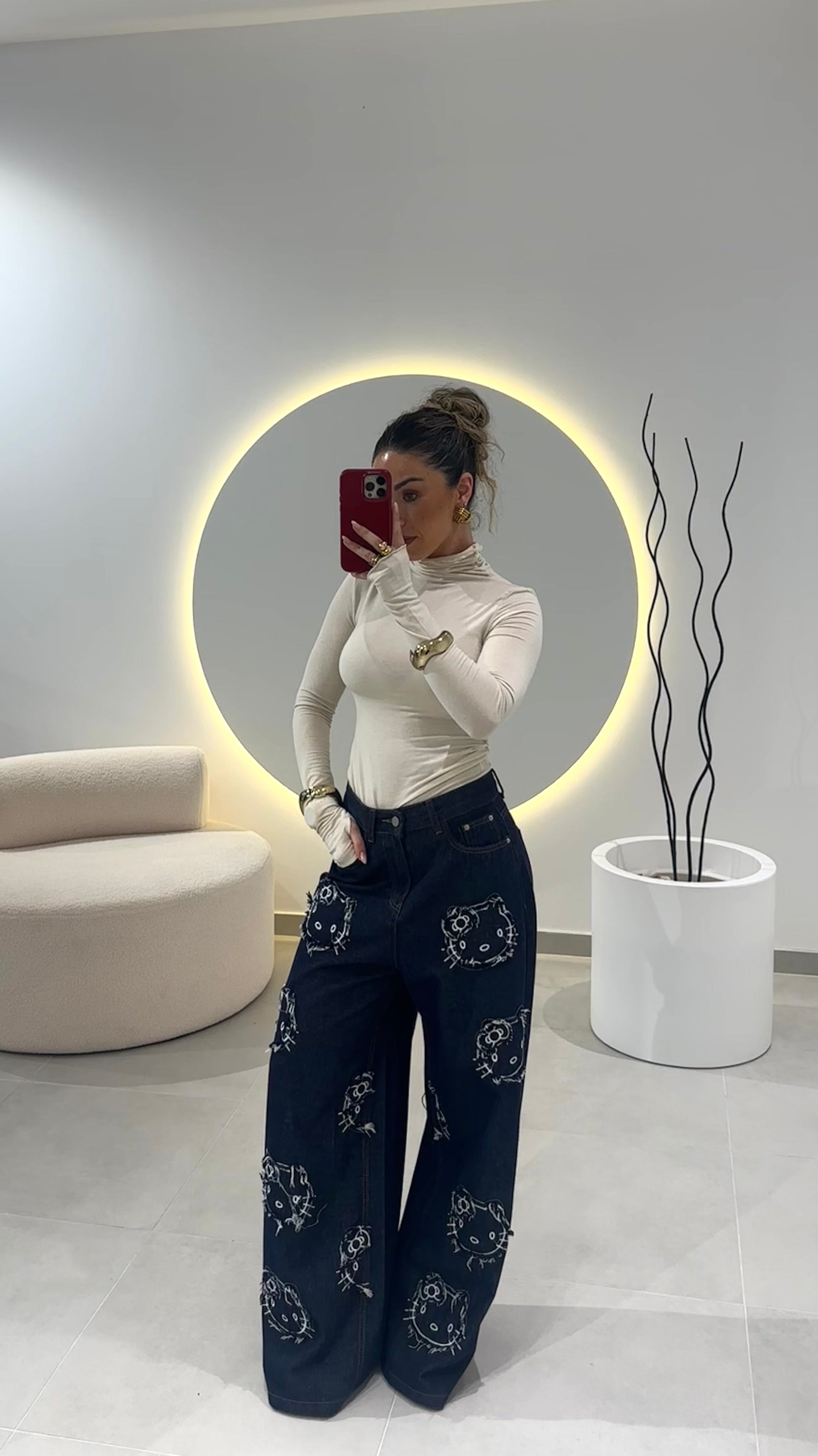 Hello Kitty Wide Leg Jeans