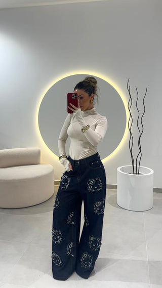 Hello Kitty Wide Leg Jeans