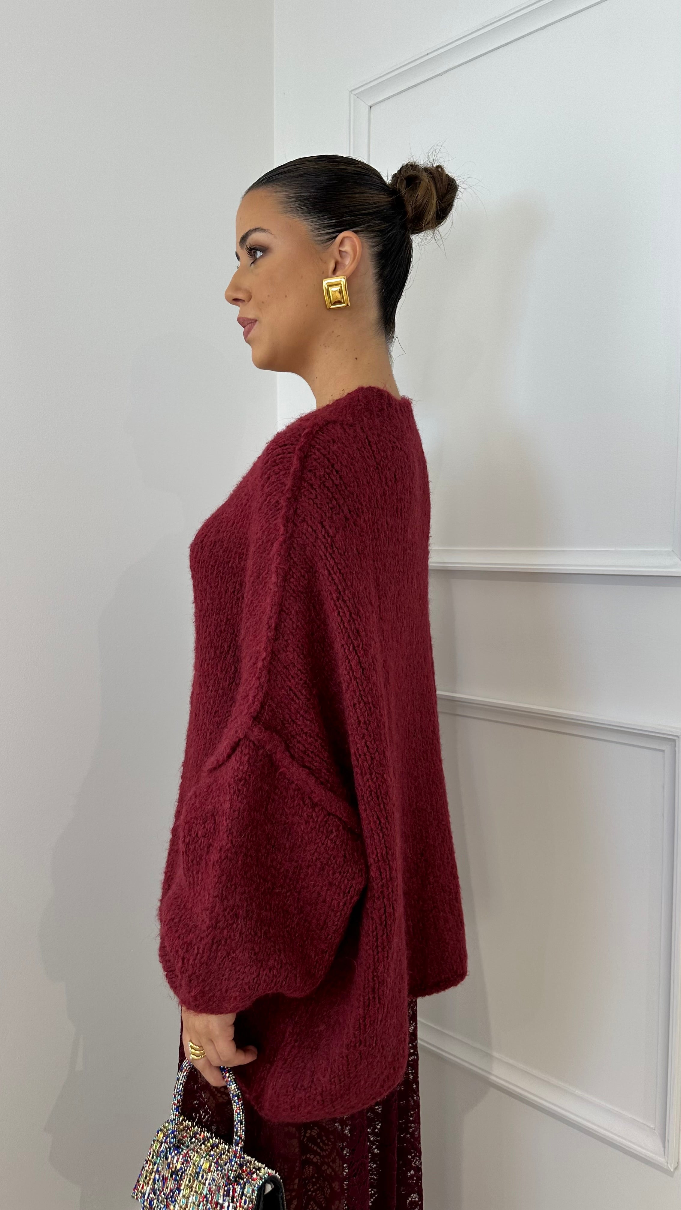 Cardigan Bordeaux Botões