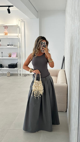 Vestido Combinado Cinzento