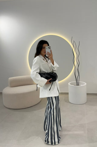 Navy Wide Leg Striped Jeans