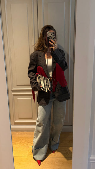 Checkered Fringed Blazer Lumina