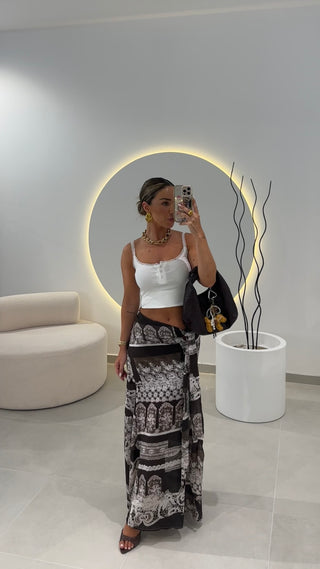 Saia Padrão Étnico Castanho