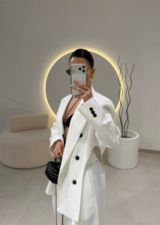 White Cut-Out Blazer Lumina