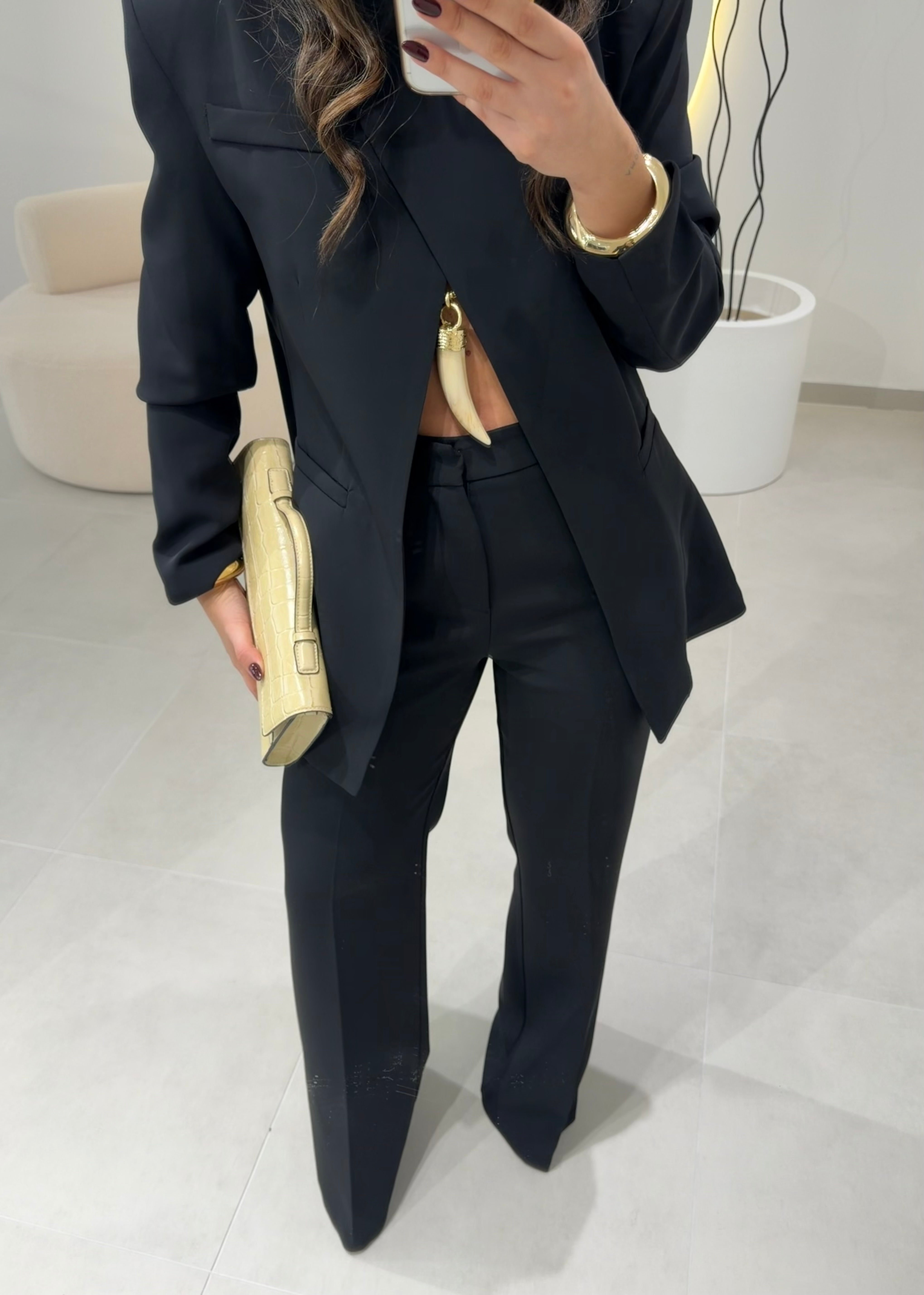 Black Classic Flared Pants Lumina