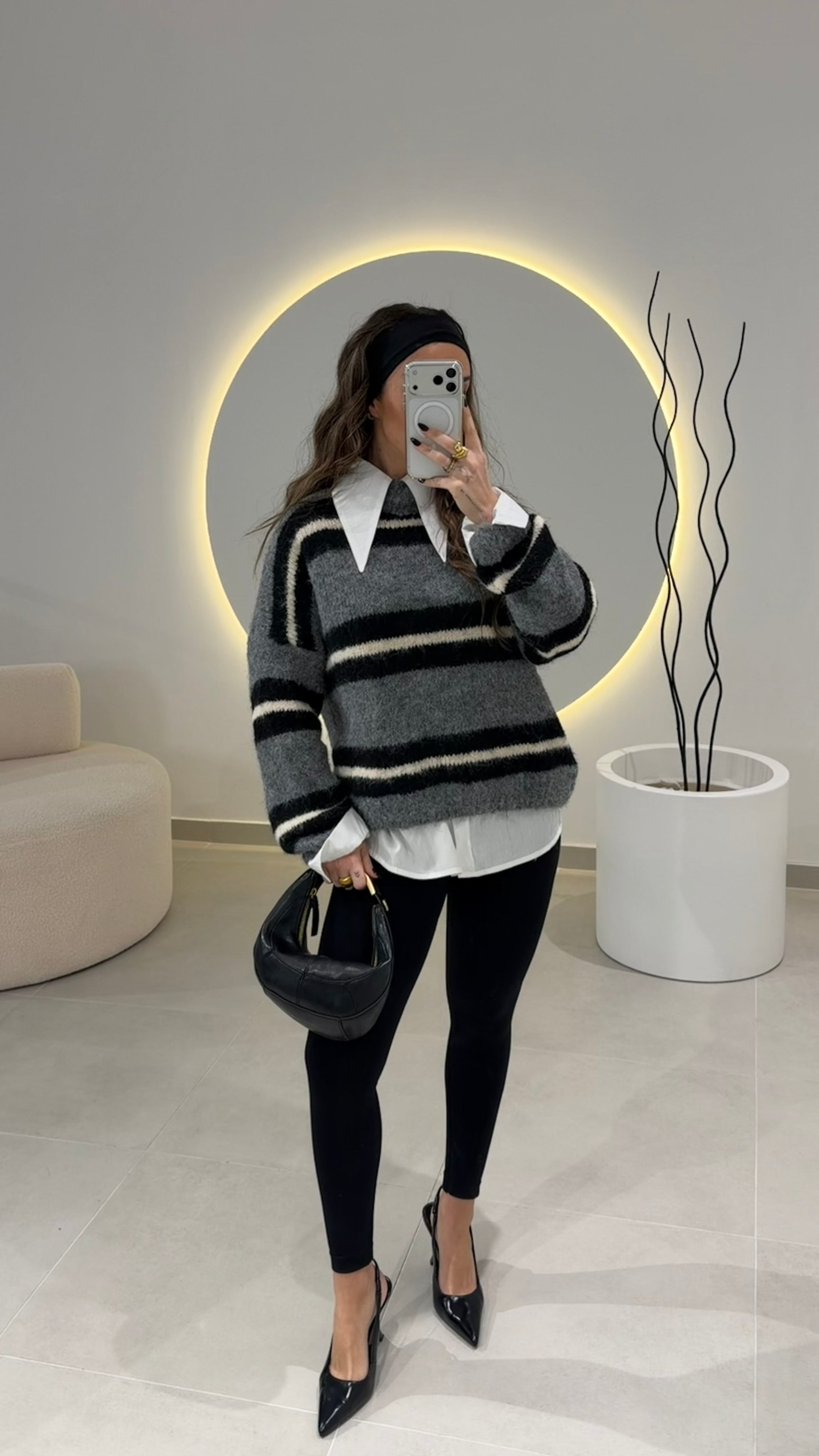 Grey and Black Knit Sweater