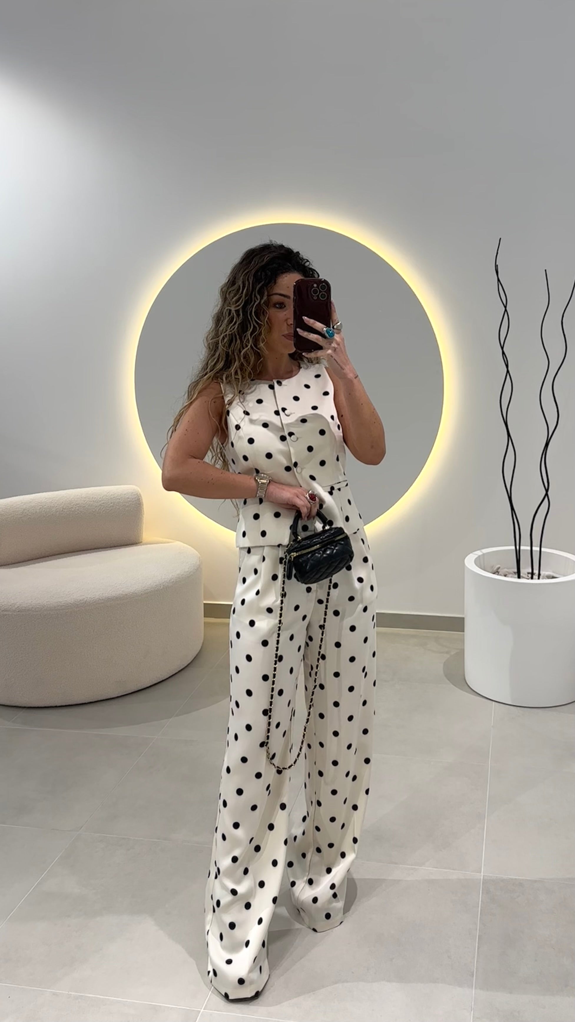 Calça Acetinada Polka Dot