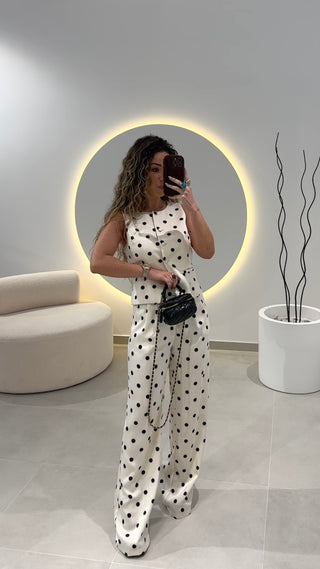 Calça Acetinada Polka Dot