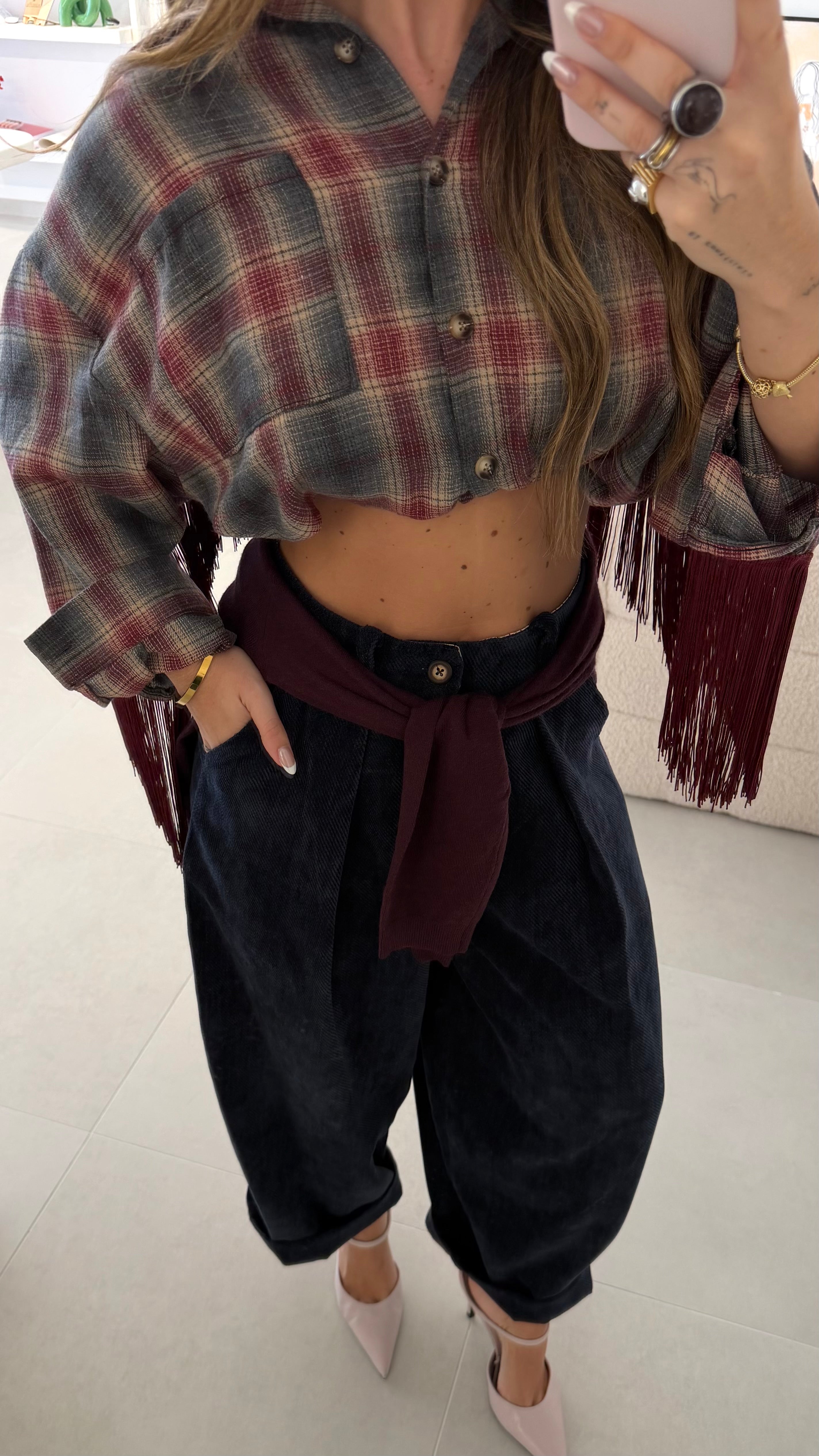 Navy Corduroy Balloon Pants