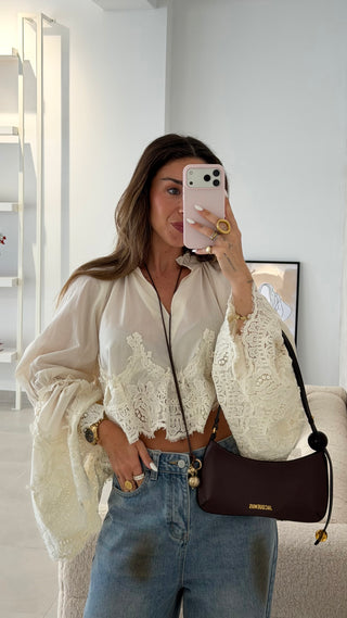 Cream Crochet Boho Blouse
