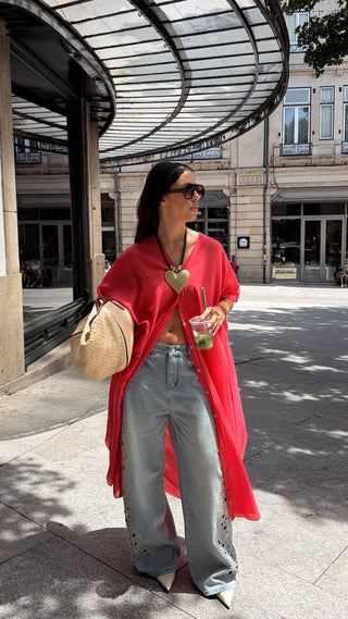 Coral Oversize Kimono