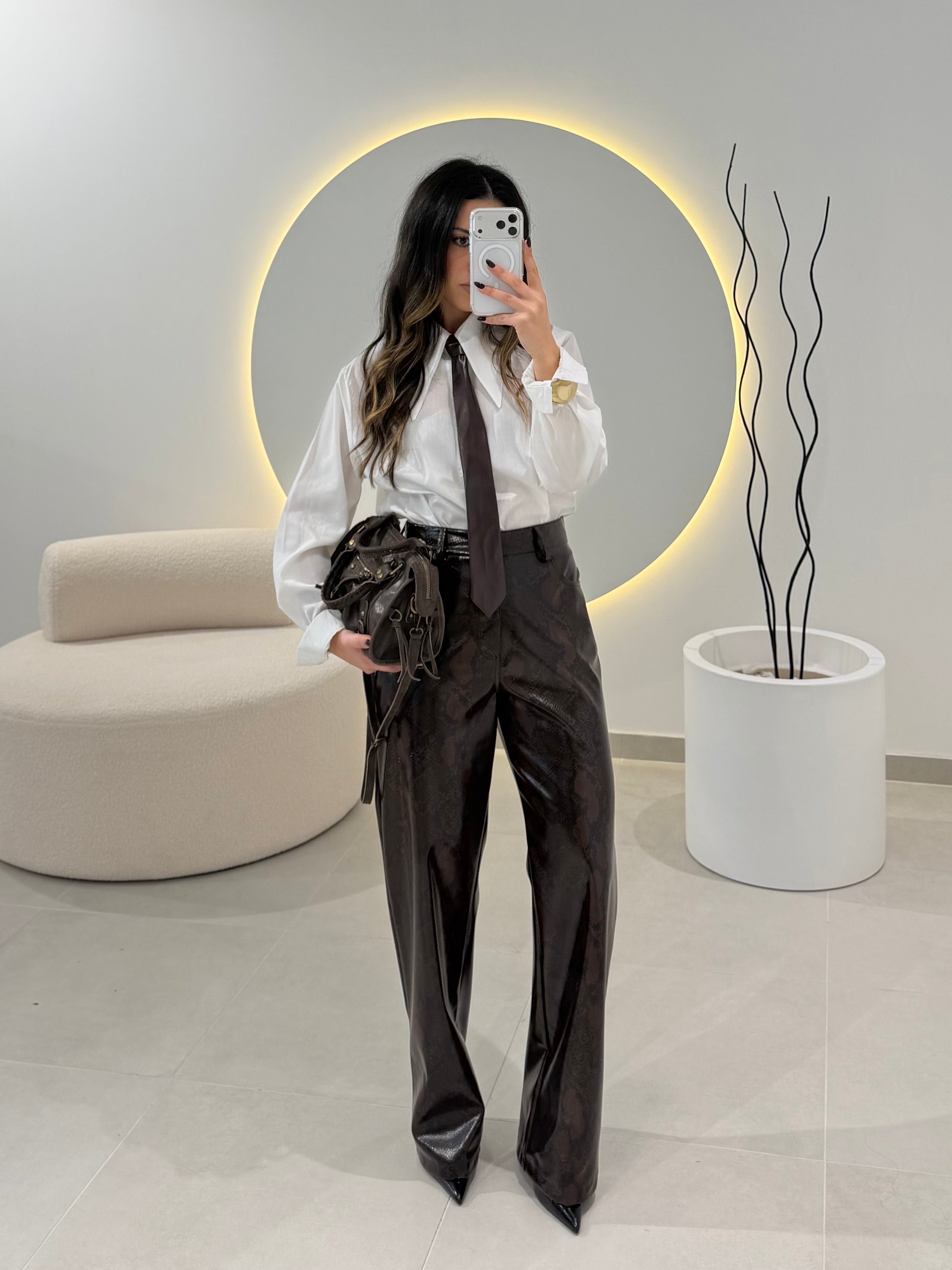 Snake-print Trousers in faux leather LUMINA