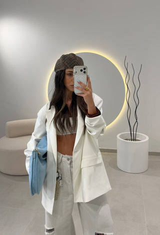 White Oversize Blazer Lumina