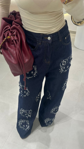 Hello Kitty Wide Leg Jeans