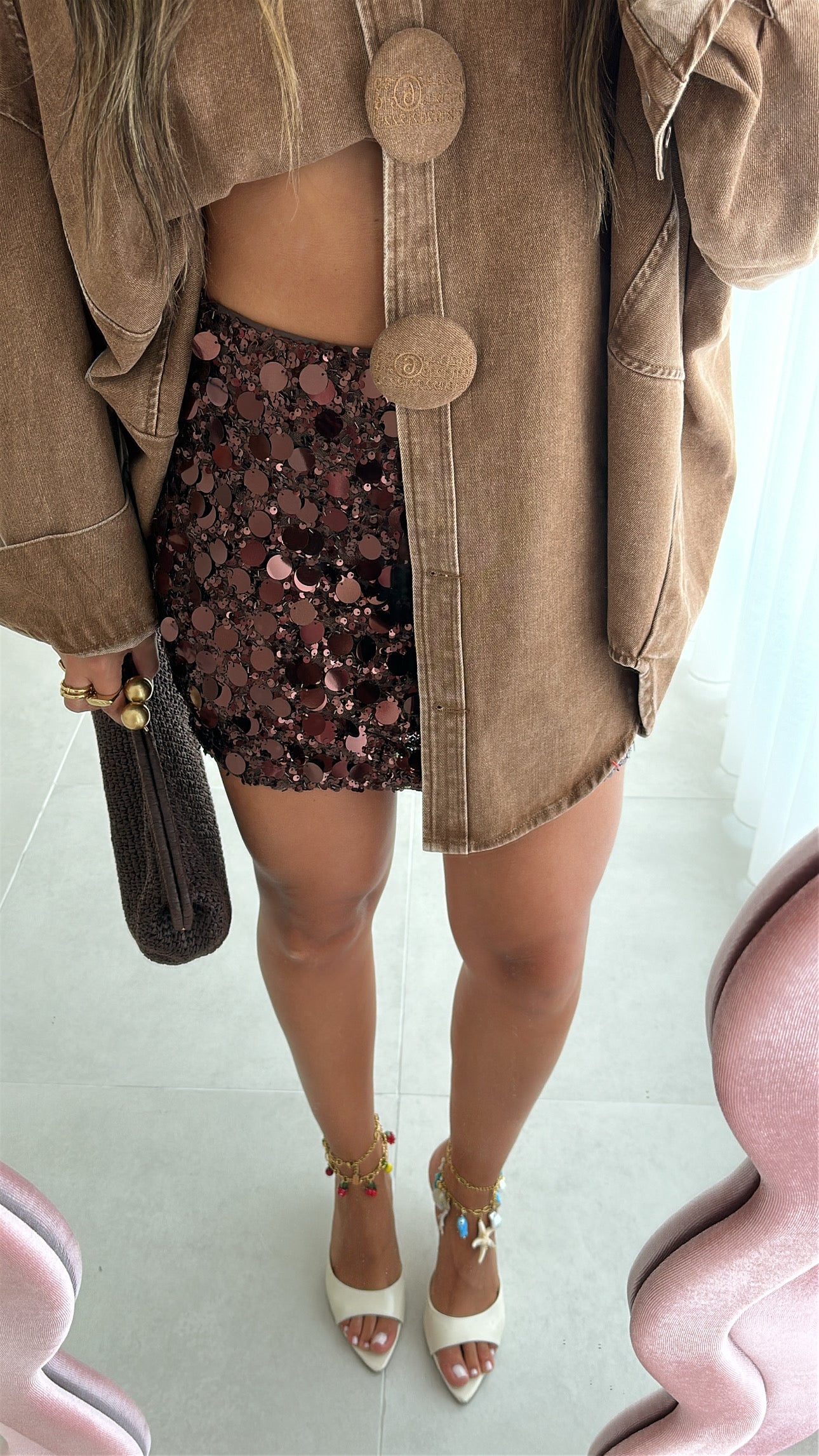 Brown Sequin Skirt