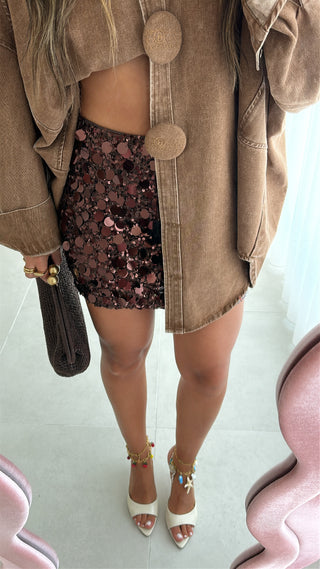 Brown Sequin Skirt