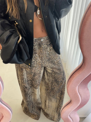 Leopard Wide Leg Jeans