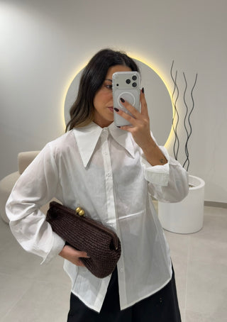 Statement-Collar Shirt 100% Cotton