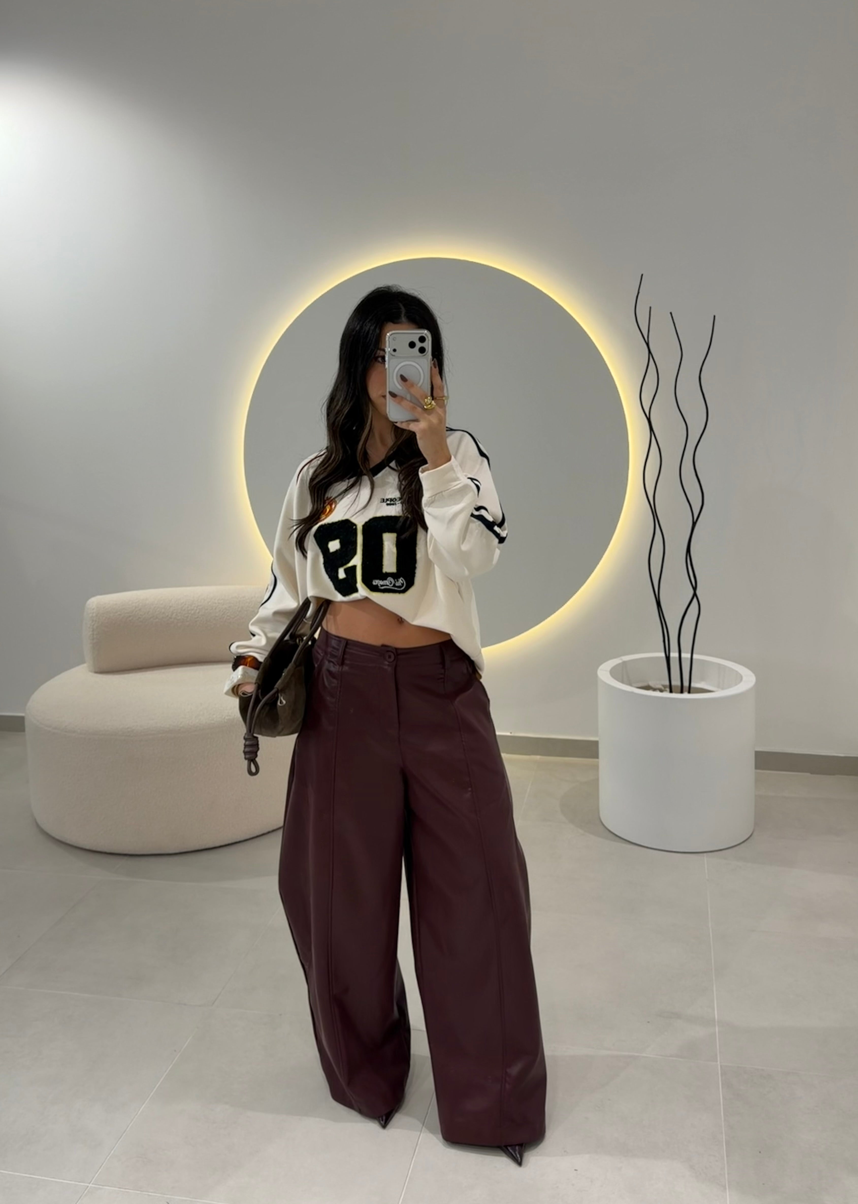 Bordeaux Faux Leather Trousers