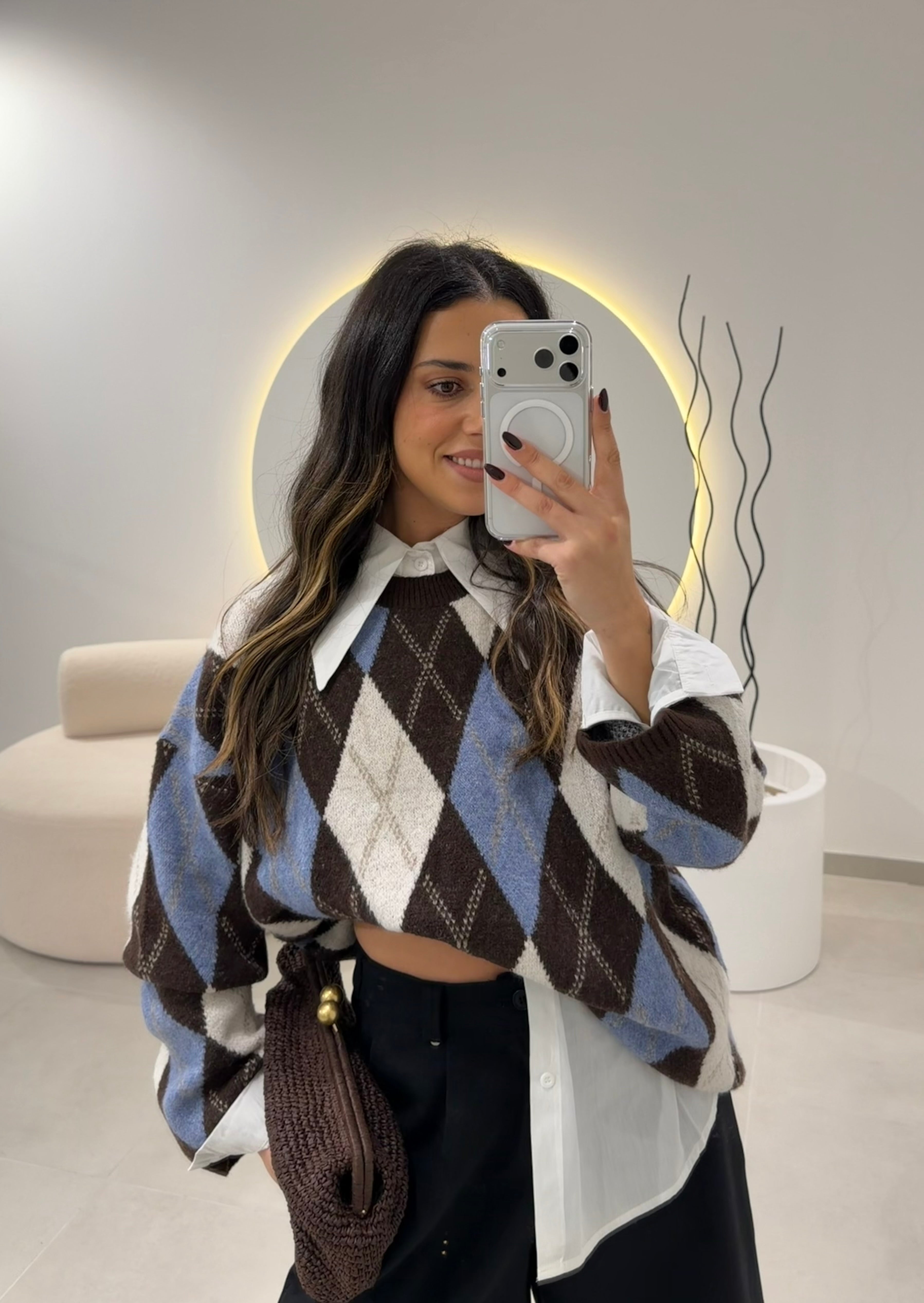 Statement-Collar Shirt 100% Cotton