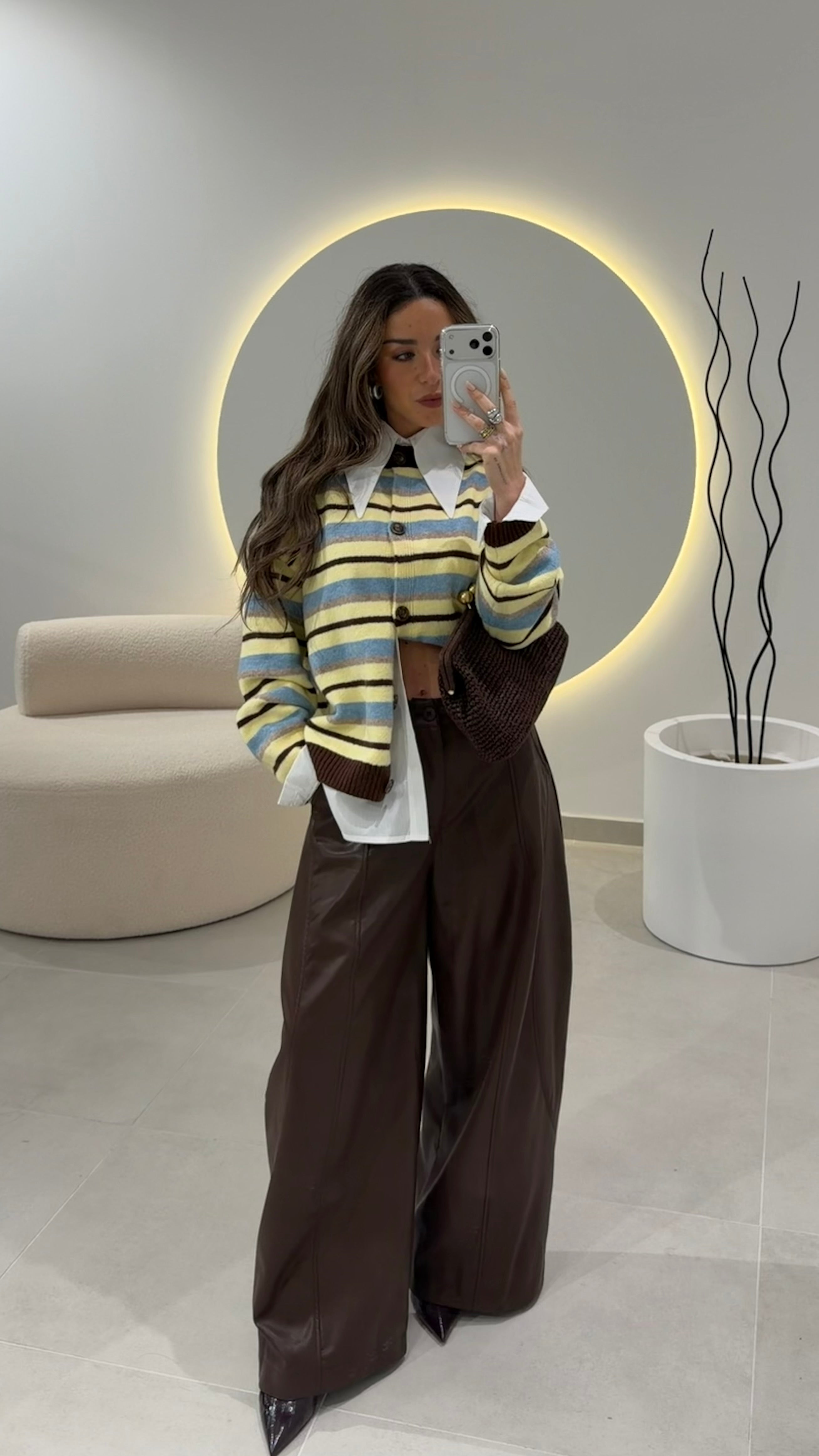 Brown Faux Leather Trousers