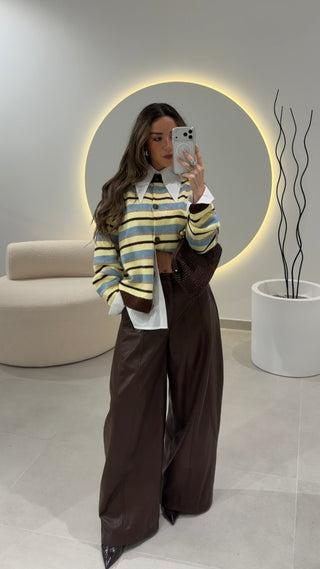 Brown Faux Leather Trousers